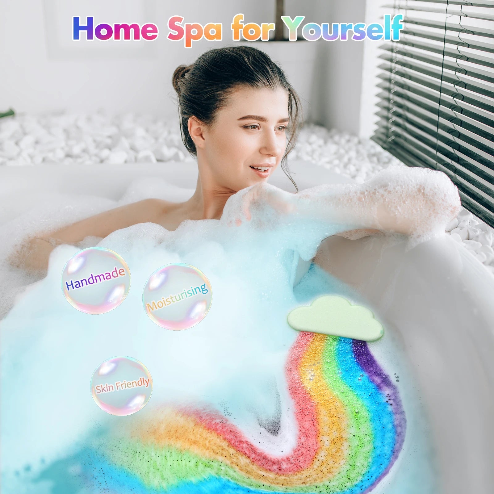 Blue Ocean Rainbow Bath Bombs, Colorful Dissolving Bath Toys with Surprise，Boys And Girls The Perf Colors, The Perfect Bath Gift