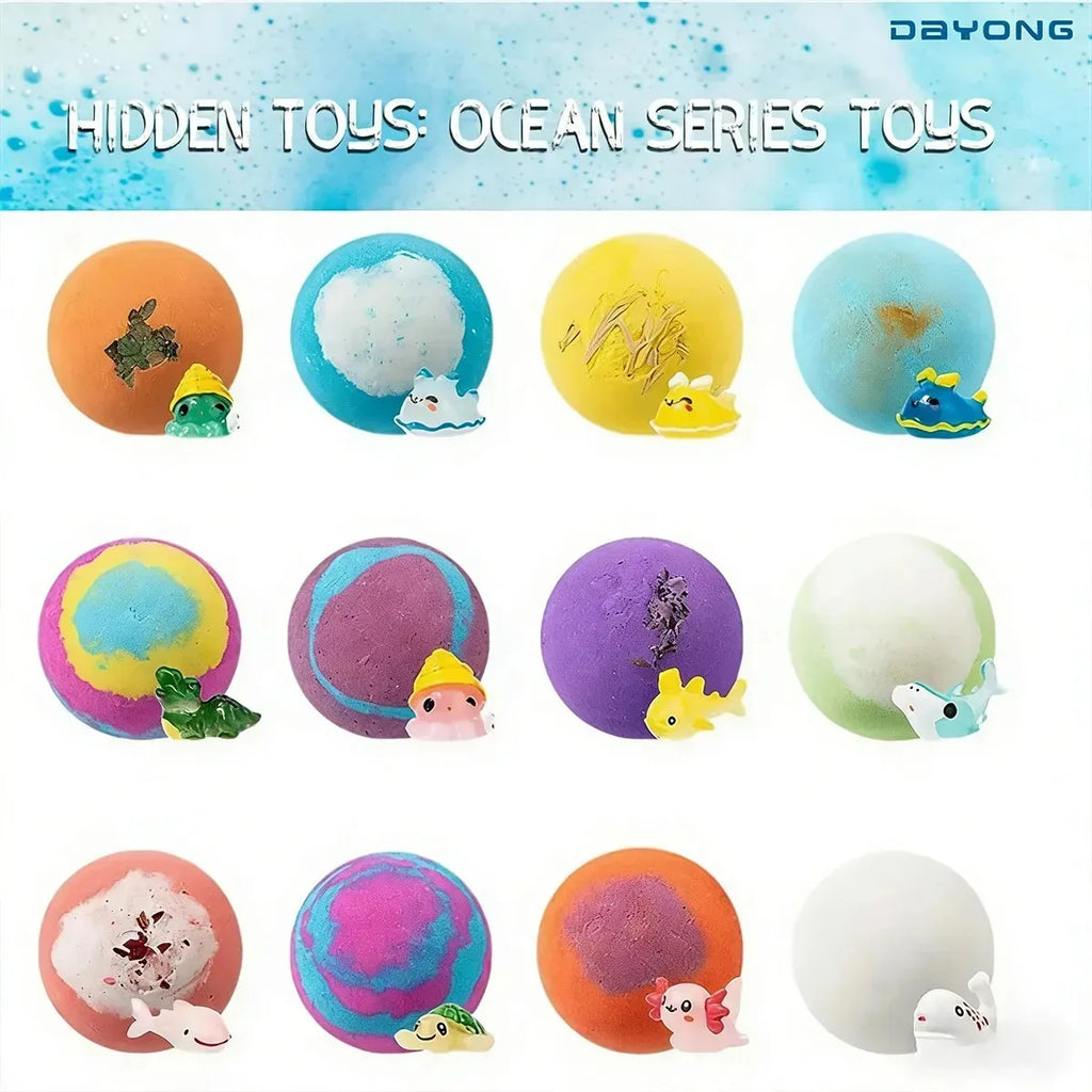 6-12PCS  Kids Bath Bombs Natural Mega Bubbles Surprise Ocean Toys Gift Set Skin Friendly Bathing Kit for Boys and Girls