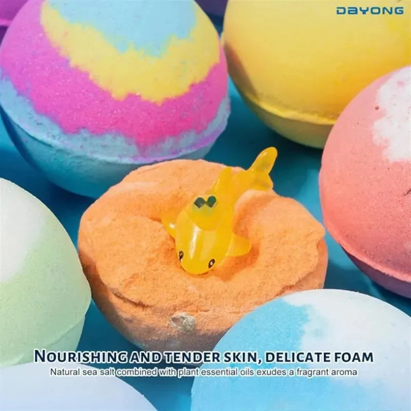 6-12PCS  Kids Bath Bombs Natural Mega Bubbles Surprise Ocean Toys Gift Set Skin Friendly Bathing Kit for Boys and Girls